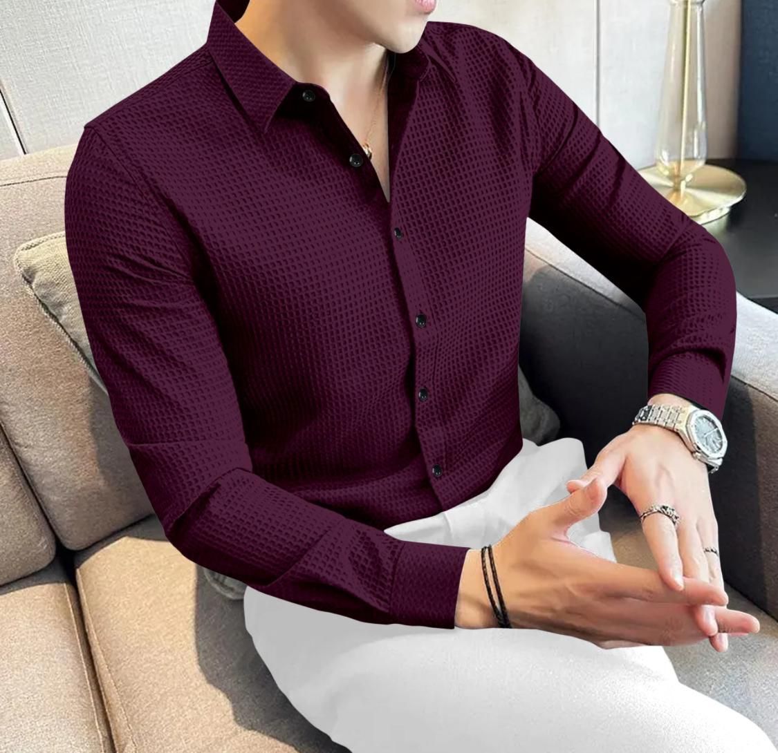 Business Waffle Designer Fashion Men's Shirt